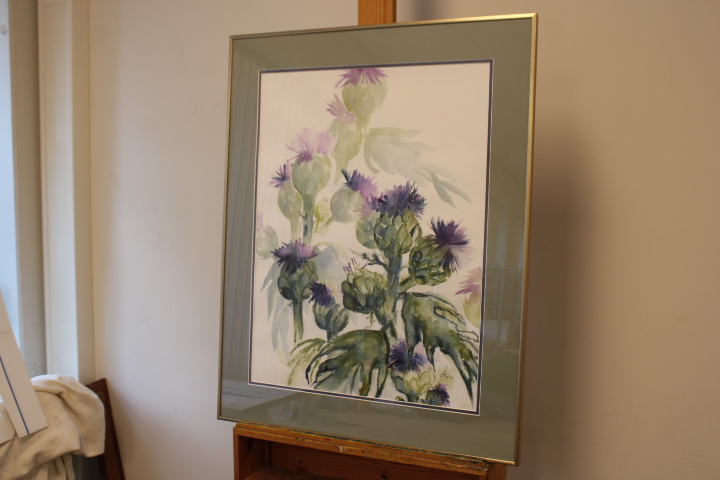 Aquarel schilderij van distels in lijst – foto 3 – kavel bij GSD Auctions, Zoeterwoude