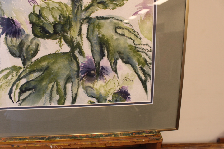 Aquarel schilderij van distels in lijst – foto 8 – kavel bij GSD Auctions, Zoeterwoude