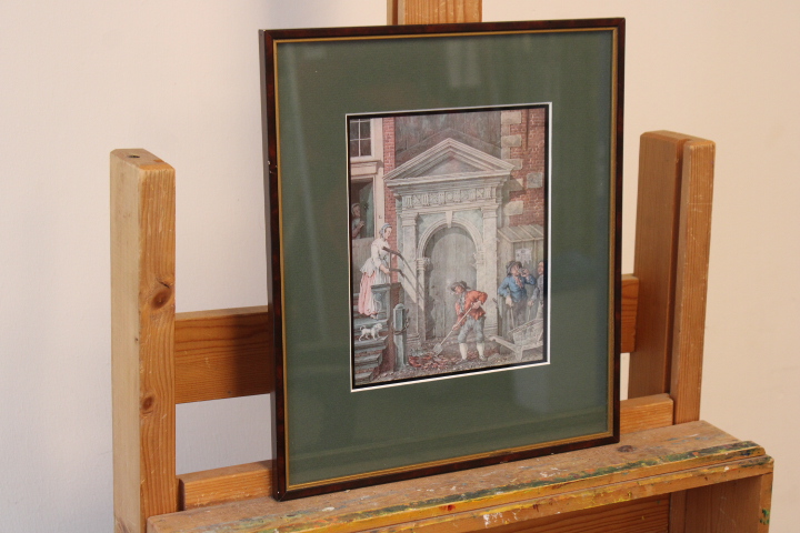 Ingelijste prent met historische stedelijke scène – foto 2 – kavel bij GSD Auctions, Zoeterwoude