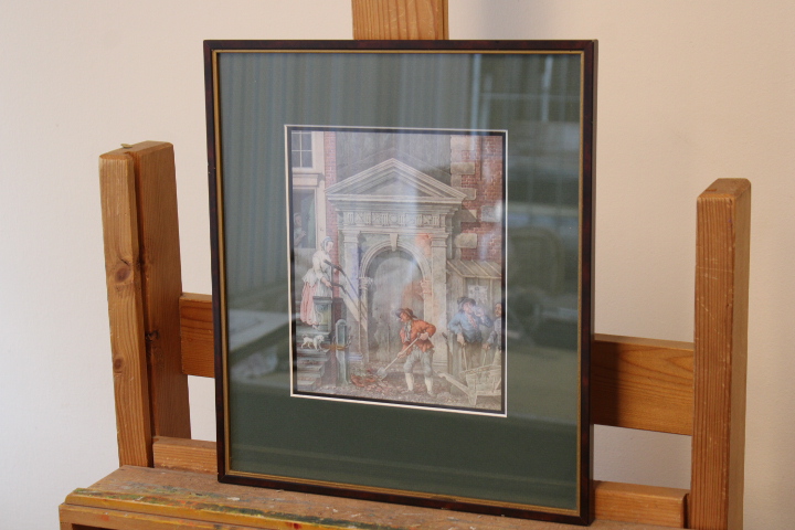 Ingelijste prent met historische stedelijke scène – foto 3 – kavel bij GSD Auctions, Zoeterwoude