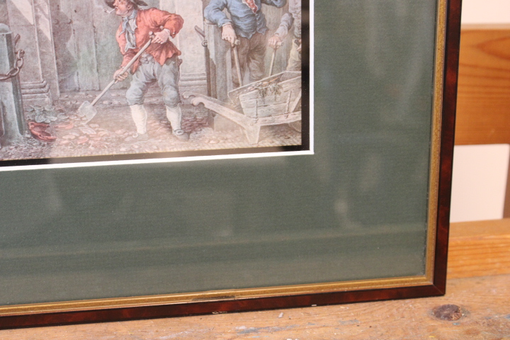 Ingelijste prent met historische stedelijke scène – foto 9 – kavel bij GSD Auctions, Zoeterwoude