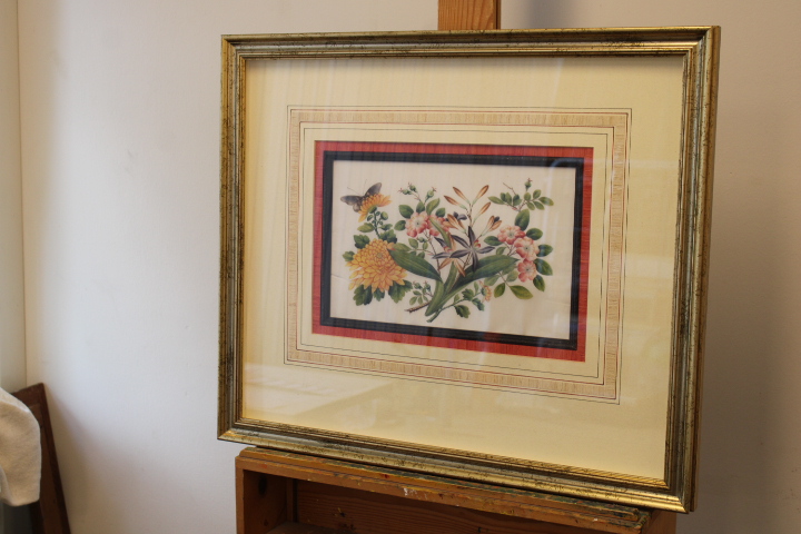Ingelijste botanische prent met bloemen en vlinder – foto 3 – kavel bij GSD Auctions, Zoeterwoude
