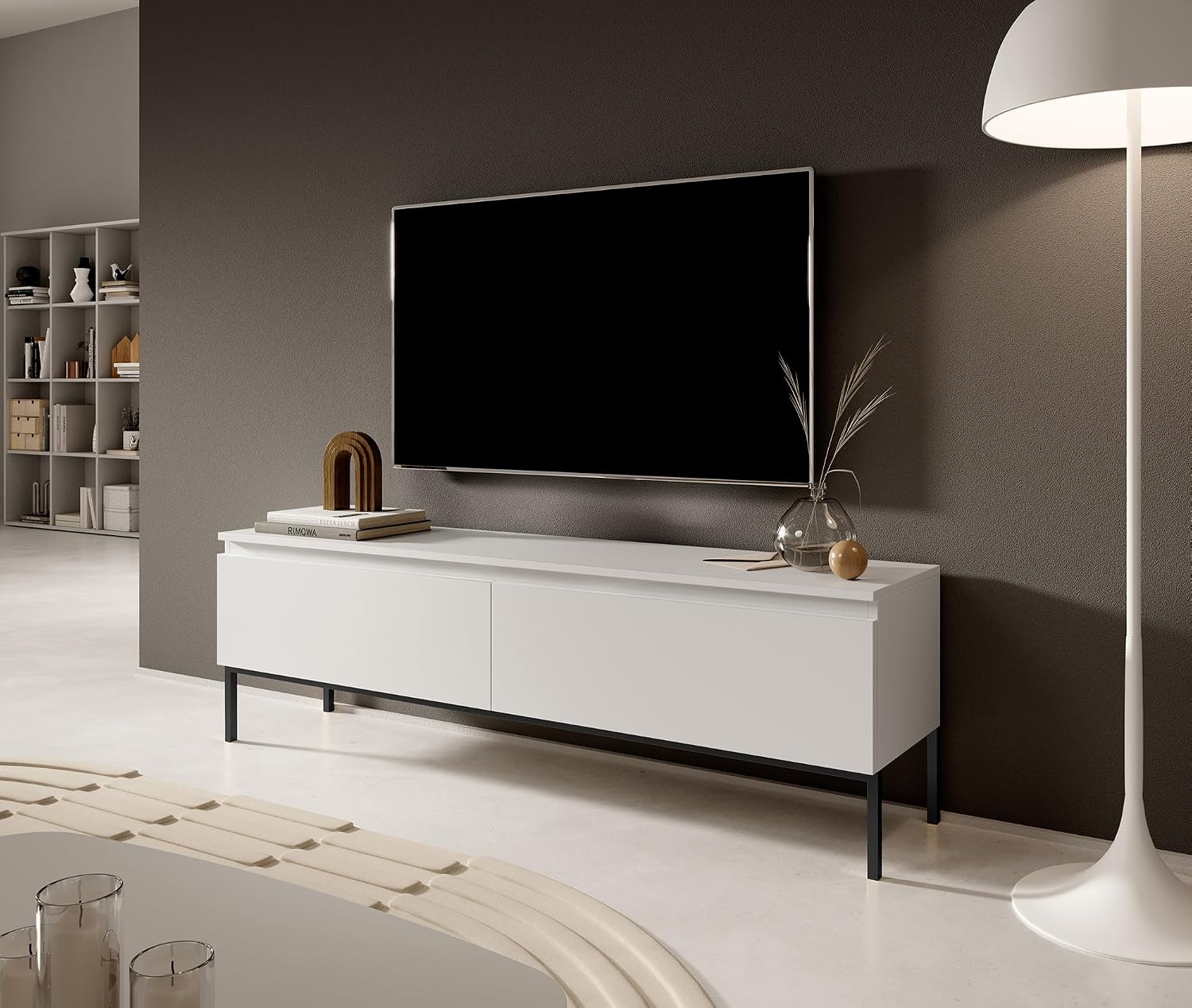 Selsey TV Meubel 150 cm in Wit met zwarte metalen poten – foto 8 – kavel bij GSD Auctions, Zoeterwoude