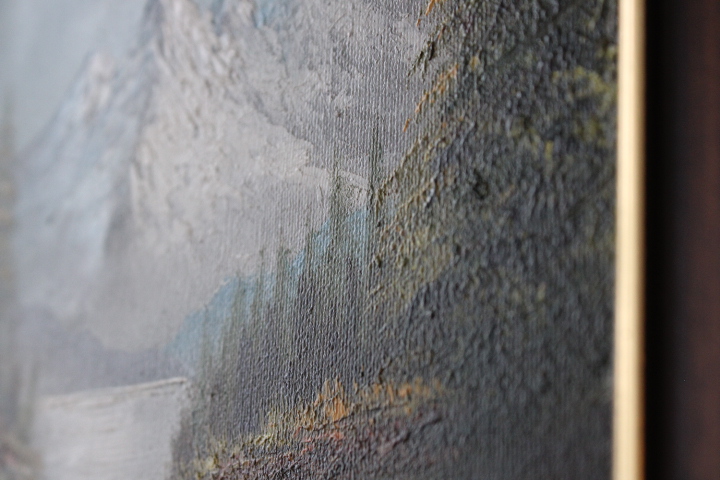 Schilderij van berglandschap met rivier – foto 2 – kavel bij GSD Auctions, Zoeterwoude