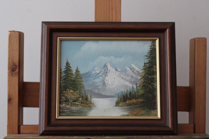 Schilderij van berglandschap met rivier – foto 3 – kavel bij GSD Auctions, Zoeterwoude