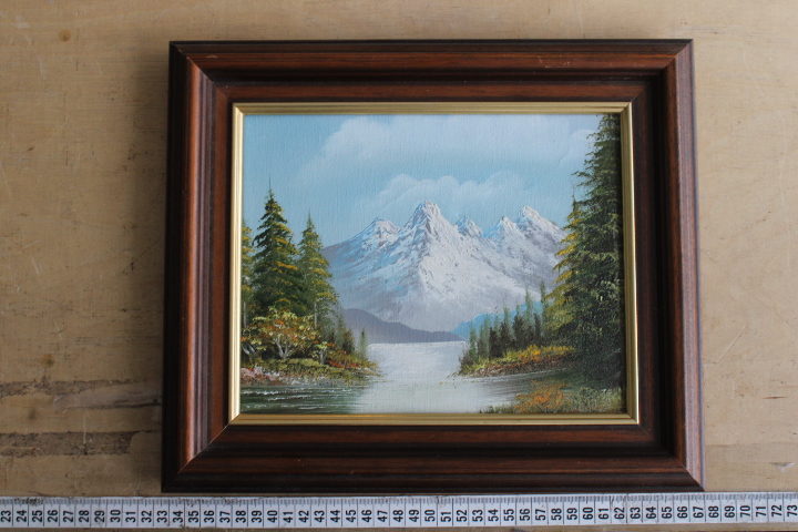Schilderij van berglandschap met rivier – foto 8 – kavel bij GSD Auctions, Zoeterwoude