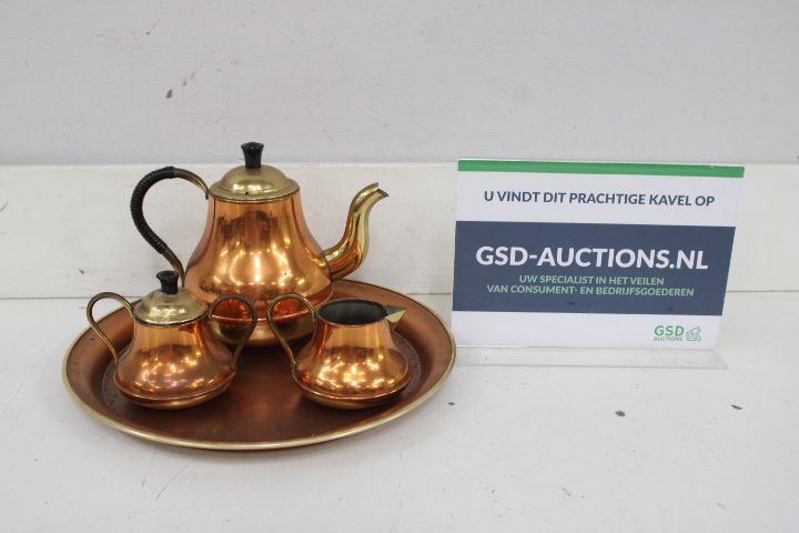 Koperen theeset met dienblad – foto 3 – kavel bij GSD Auctions, Zoeterwoude