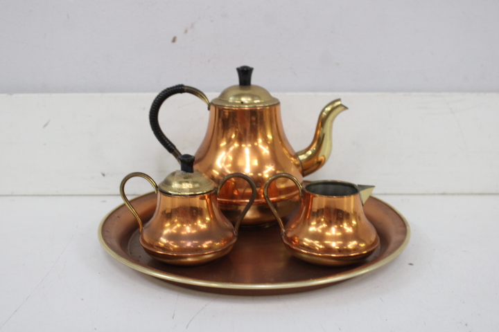 Koperen theeset met dienblad – foto 5 – kavel bij GSD Auctions, Zoeterwoude