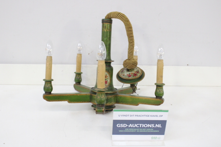Antieke groene houten hanglamp – foto 2 – kavel bij GSD Auctions, Zoeterwoude