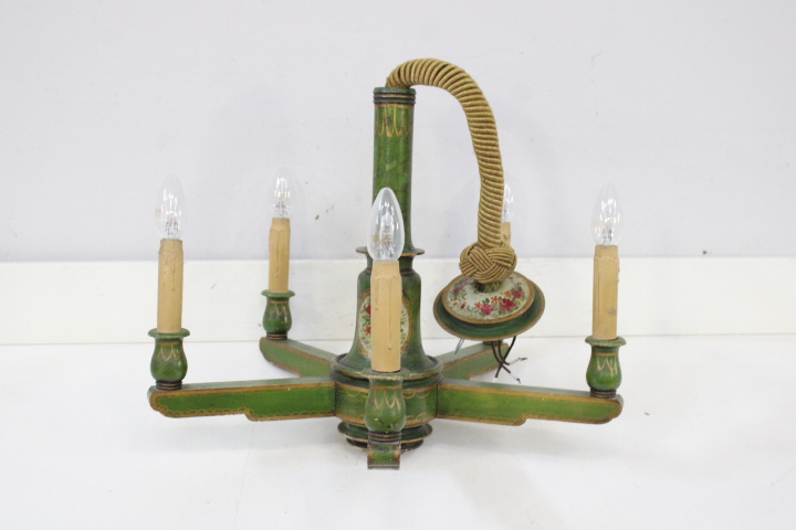 Antieke groene houten hanglamp – foto 3 – kavel bij GSD Auctions, Zoeterwoude