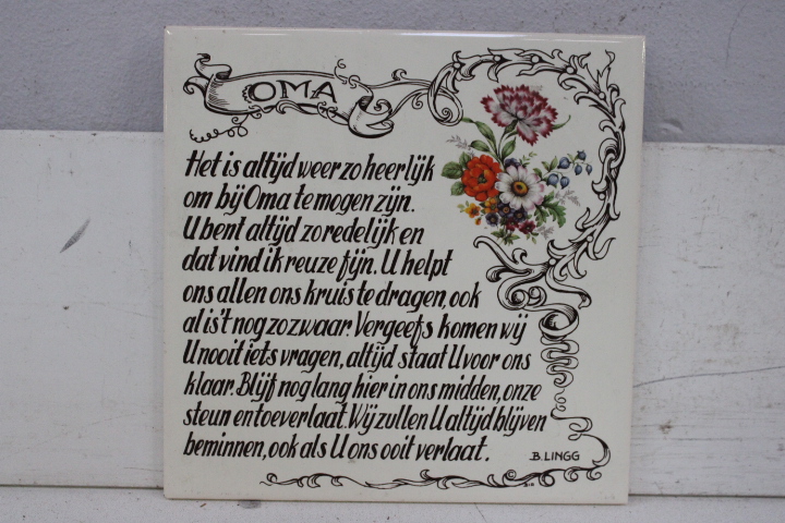 Set van 9 siertegels met tekst en afbeelding – foto 16 – kavel bij GSD Auctions, Zoeterwoude