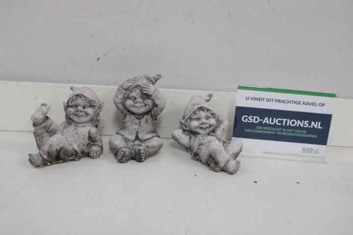 Set van drie tuinbeelden dwergen – kavel bij GSD Auctions, Zoeterwoude