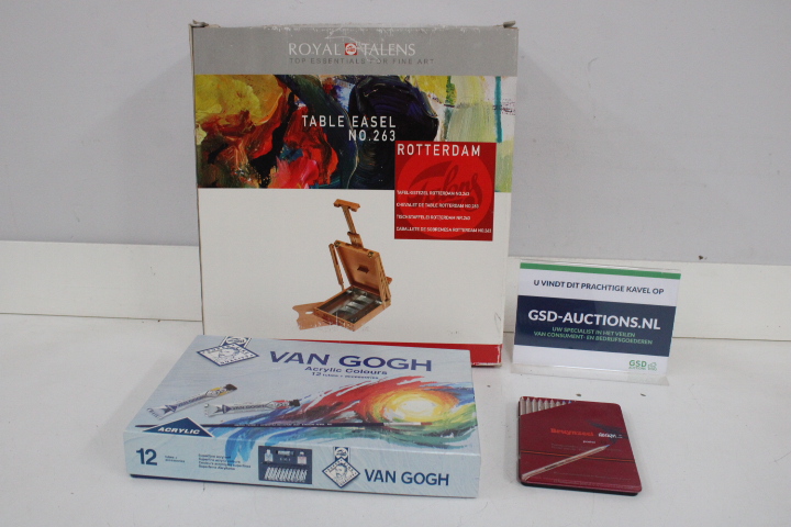 Tafelezel met acrylverf set en pastel potloden – foto 2 – kavel bij GSD Auctions, Zoeterwoude