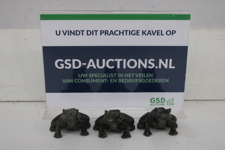 Set van drie kleine decoratieve bronzen kikkers – kavel bij GSD Auctions, Zoeterwoude