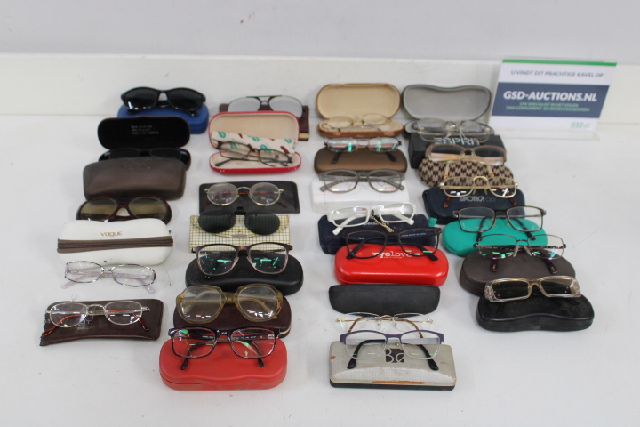 verzameling brillen met diverse monturen en opbergetuis – foto 2 – kavel bij GSD Auctions, Zoeterwoude