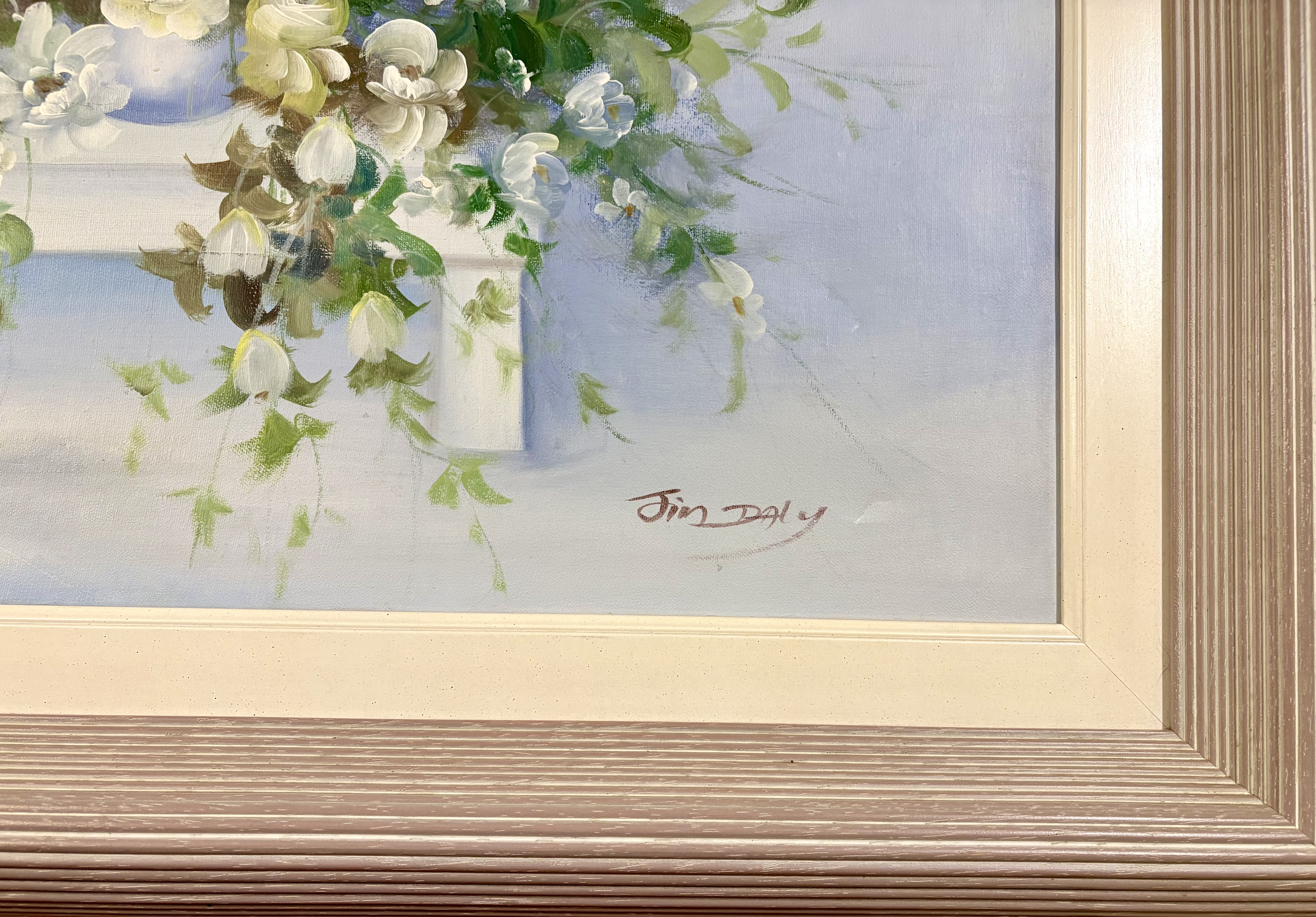 Schilderij met bloemen en stoel geschilderd Tim Daly – foto 5 – kavel bij GSD Auctions, Zoeterwoude