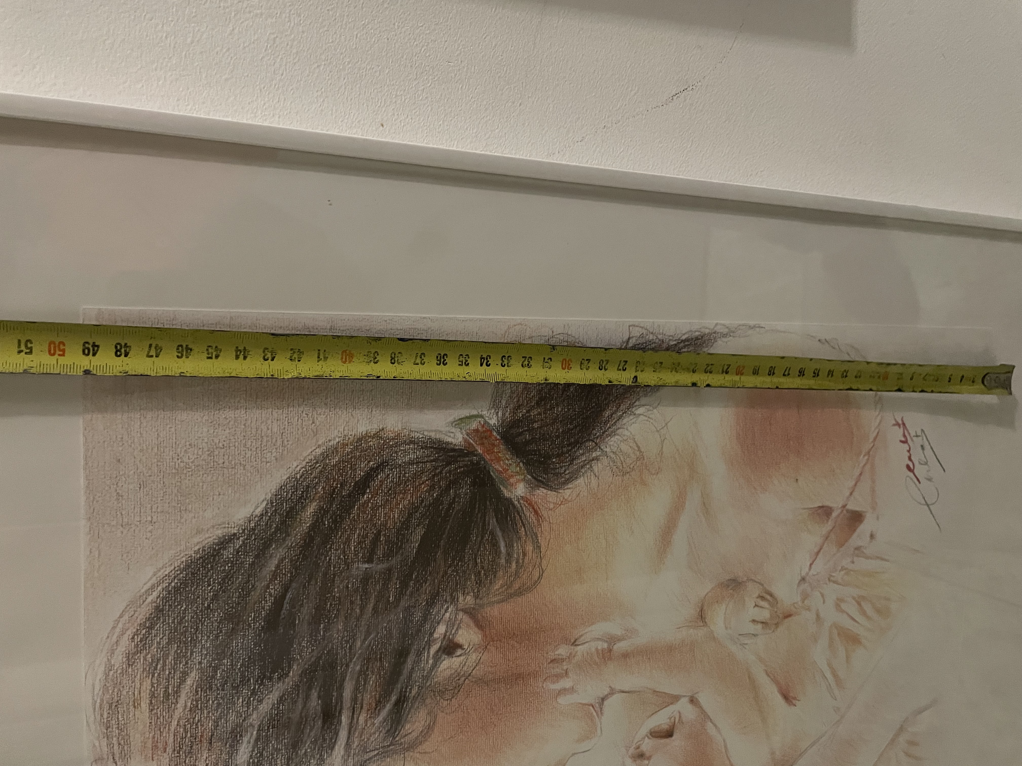 Moeder met kind, mooie schilderij met acryl potlood op canvas papier – foto 11 – kavel bij GSD Auctions, Zoeterwoude