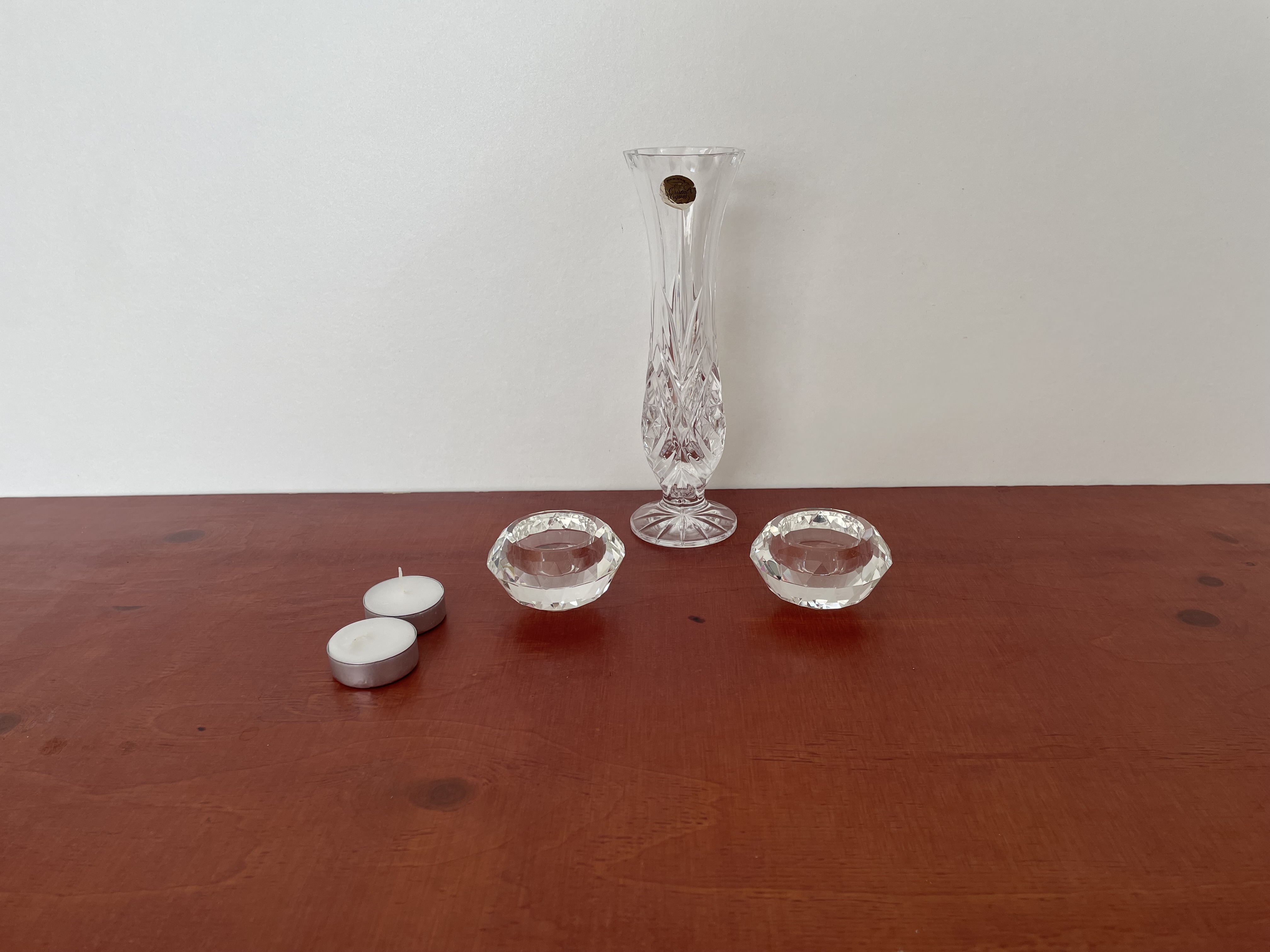 Kristallen vaas en kaars houders – foto 2 – kavel bij GSD Auctions, Zoeterwoude
