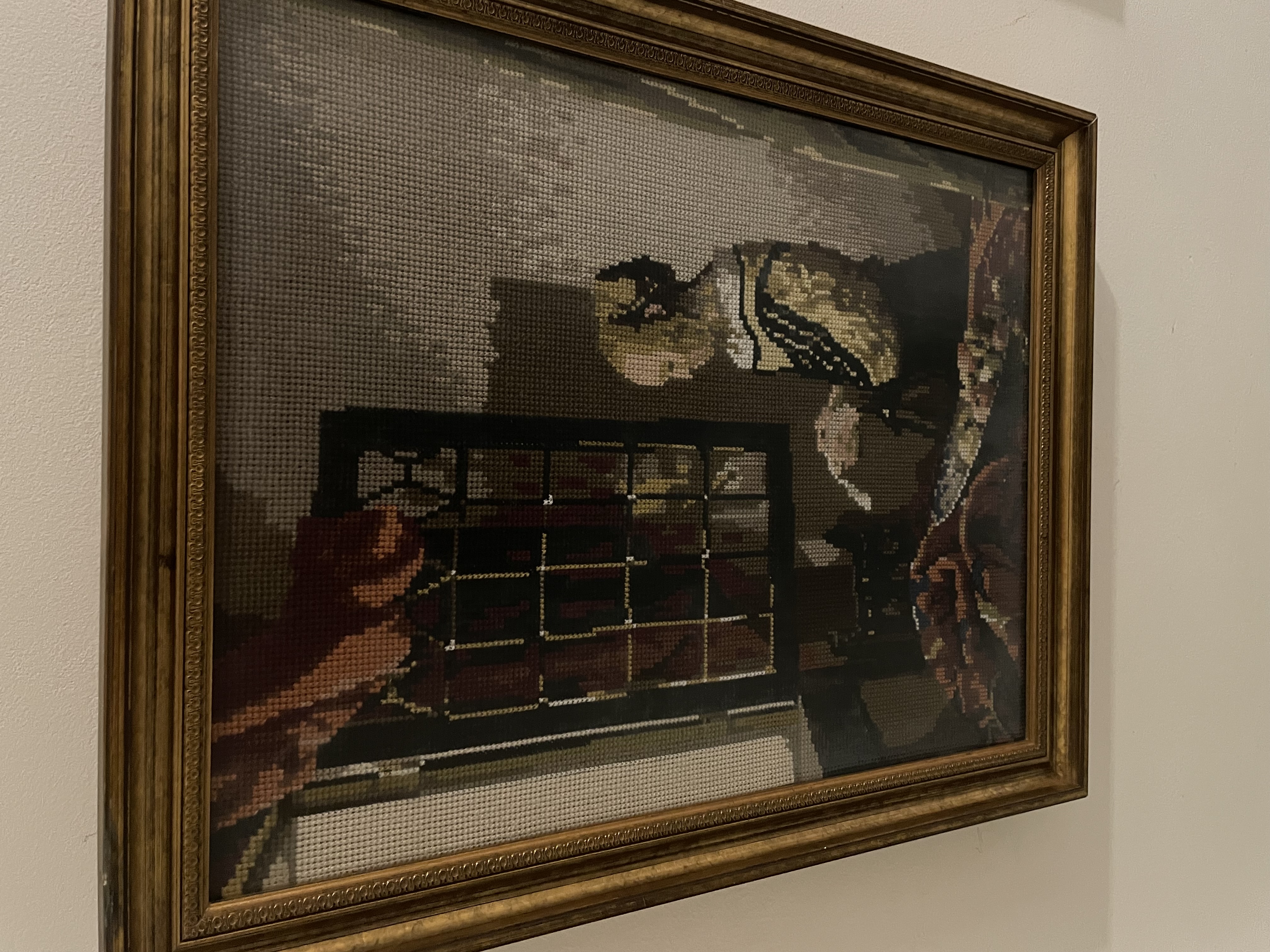 Naaldkunst naar schildrij van Vermeer, Lezende vrouw Art Gallery Amsterdam – foto 6 – kavel bij GSD Auctions, Zoeterwoude