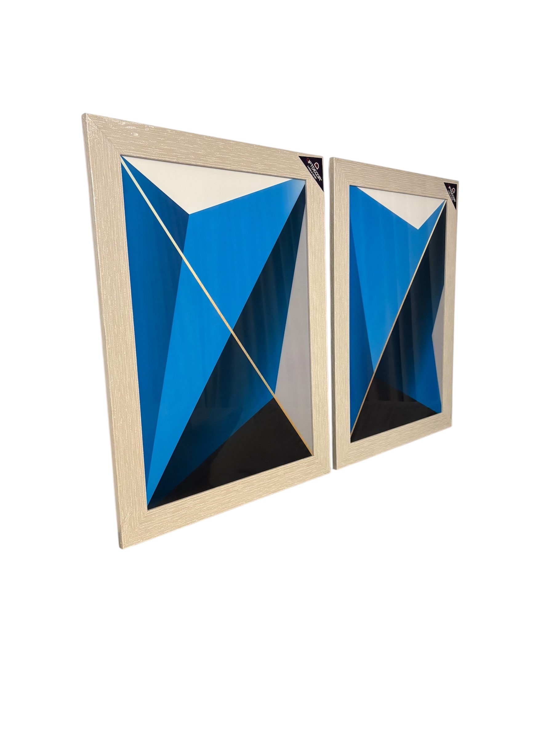 Blauwe geometrische schilderij modern in lijst – foto 2 – kavel bij GSD Auctions, Zoeterwoude