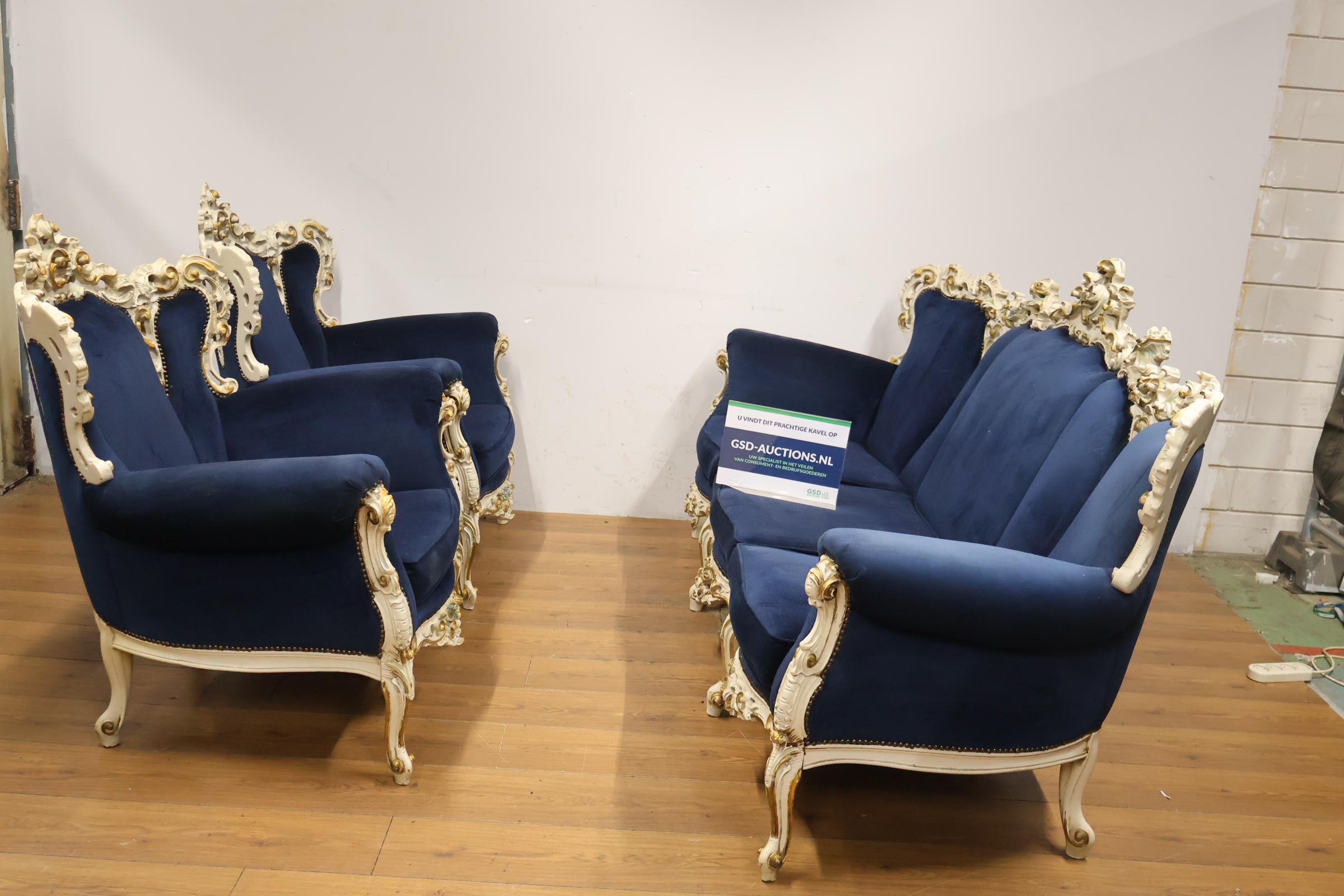 Antieke Roccoco zitmeubel set - fluwele Bekleding – foto 3 – kavel bij GSD Auctions, Zoeterwoude