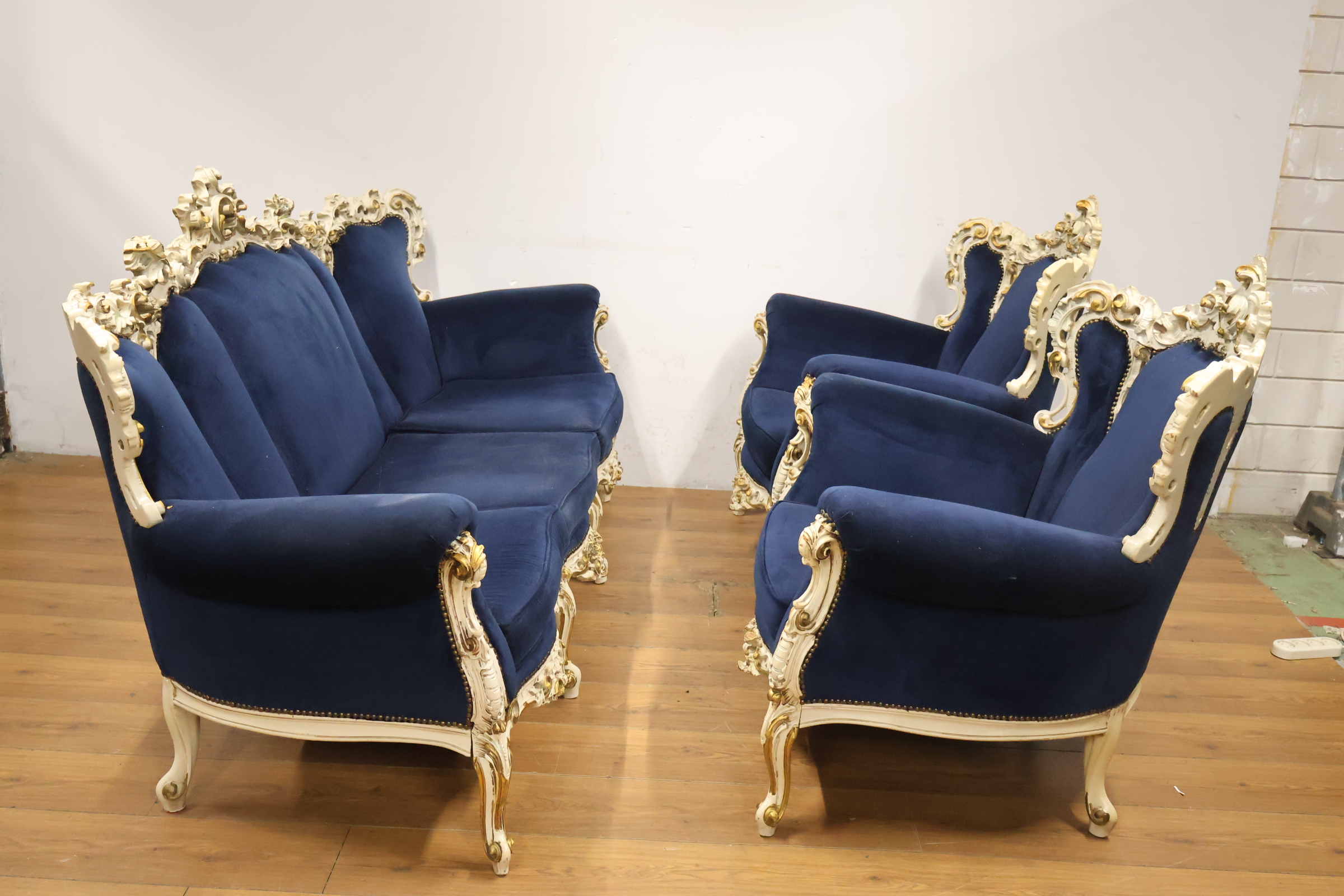 Antieke Roccoco zitmeubel set - fluwele Bekleding – foto 7 – kavel bij GSD Auctions, Zoeterwoude