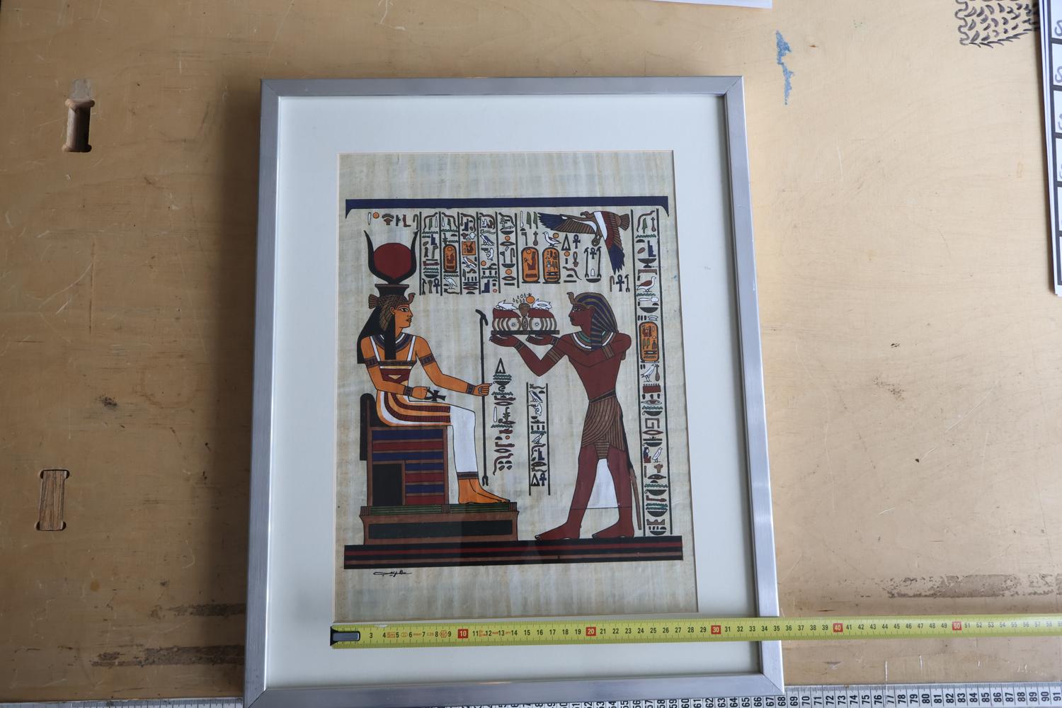 Ingelijste Egyptische papyrus afbeelding – foto 7 – kavel bij GSD Auctions, Zoeterwoude