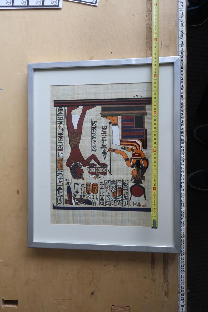 Ingelijste Egyptische papyrus afbeelding – foto 8 – kavel bij GSD Auctions, Zoeterwoude