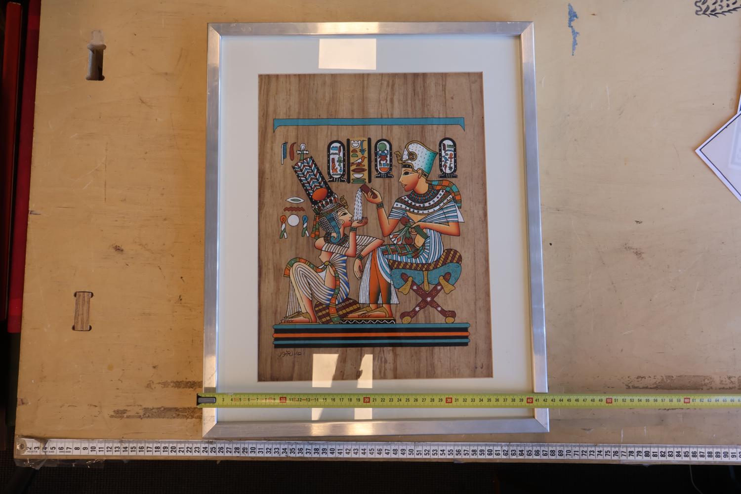 Ingelijste Egyptische papyrus schildering – foto 9 – kavel bij GSD Auctions, Zoeterwoude