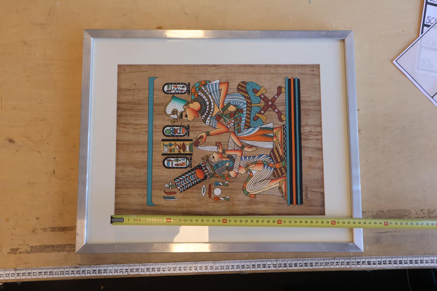 Ingelijste Egyptische papyrus schildering – foto 10 – kavel bij GSD Auctions, Zoeterwoude