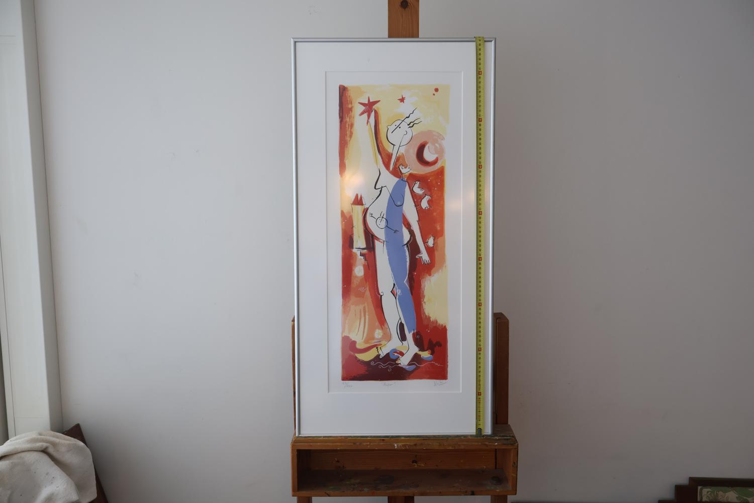 Ingelijst kunstwerk met figuur en sterren – foto 10 – kavel bij GSD Auctions, Zoeterwoude