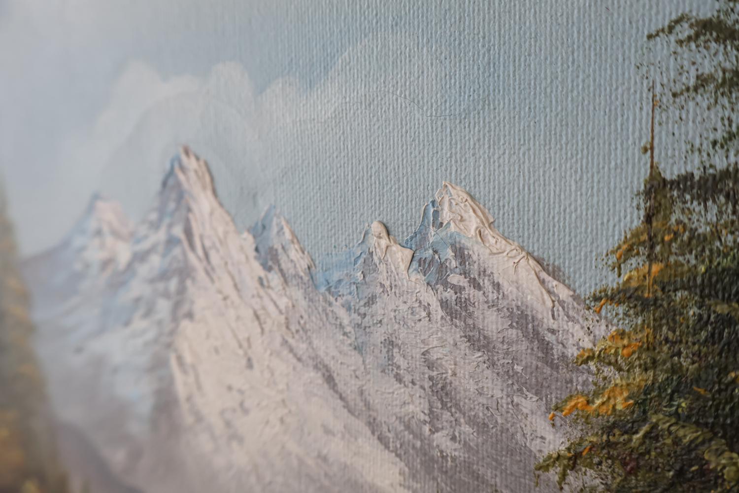 Olieverfschilderij met berglandschap in lijst – foto 2 – kavel bij GSD Auctions, Zoeterwoude