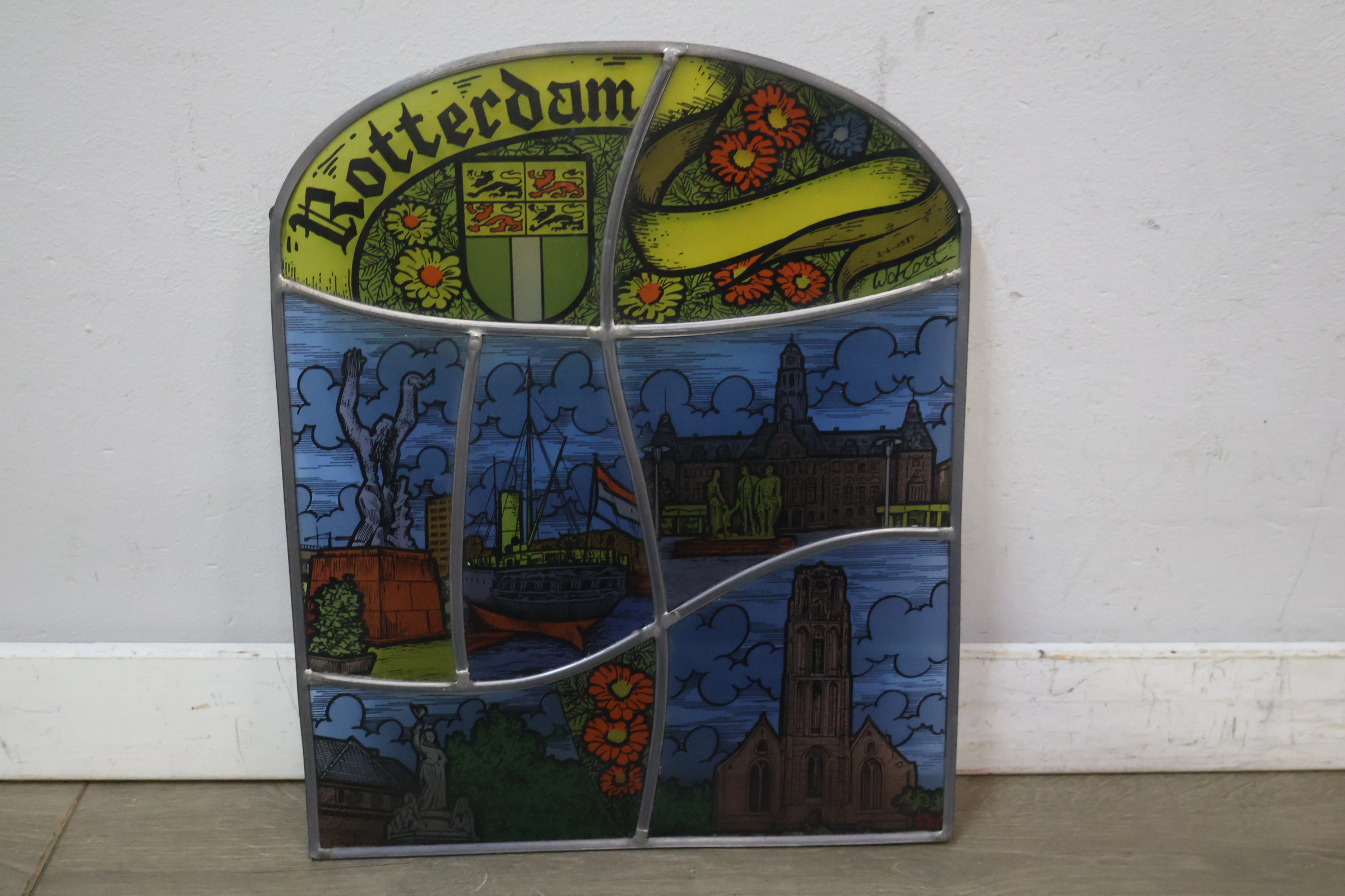 glas in lood raam met Rotterdam thema – foto 3 – kavel bij GSD Auctions, Zoeterwoude