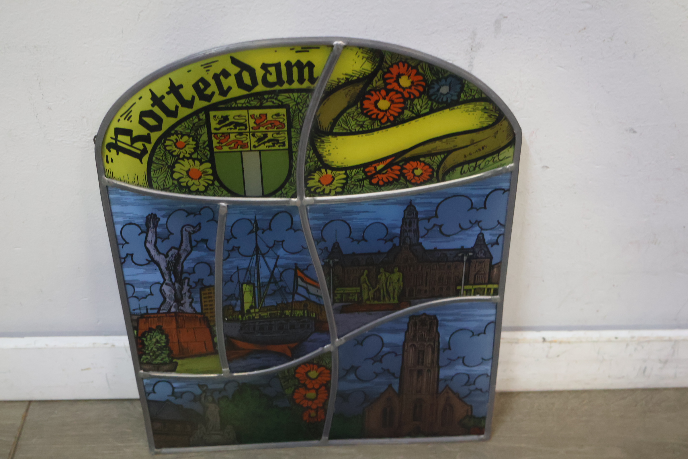 glas in lood raam met Rotterdam thema – foto 4 – kavel bij GSD Auctions, Zoeterwoude