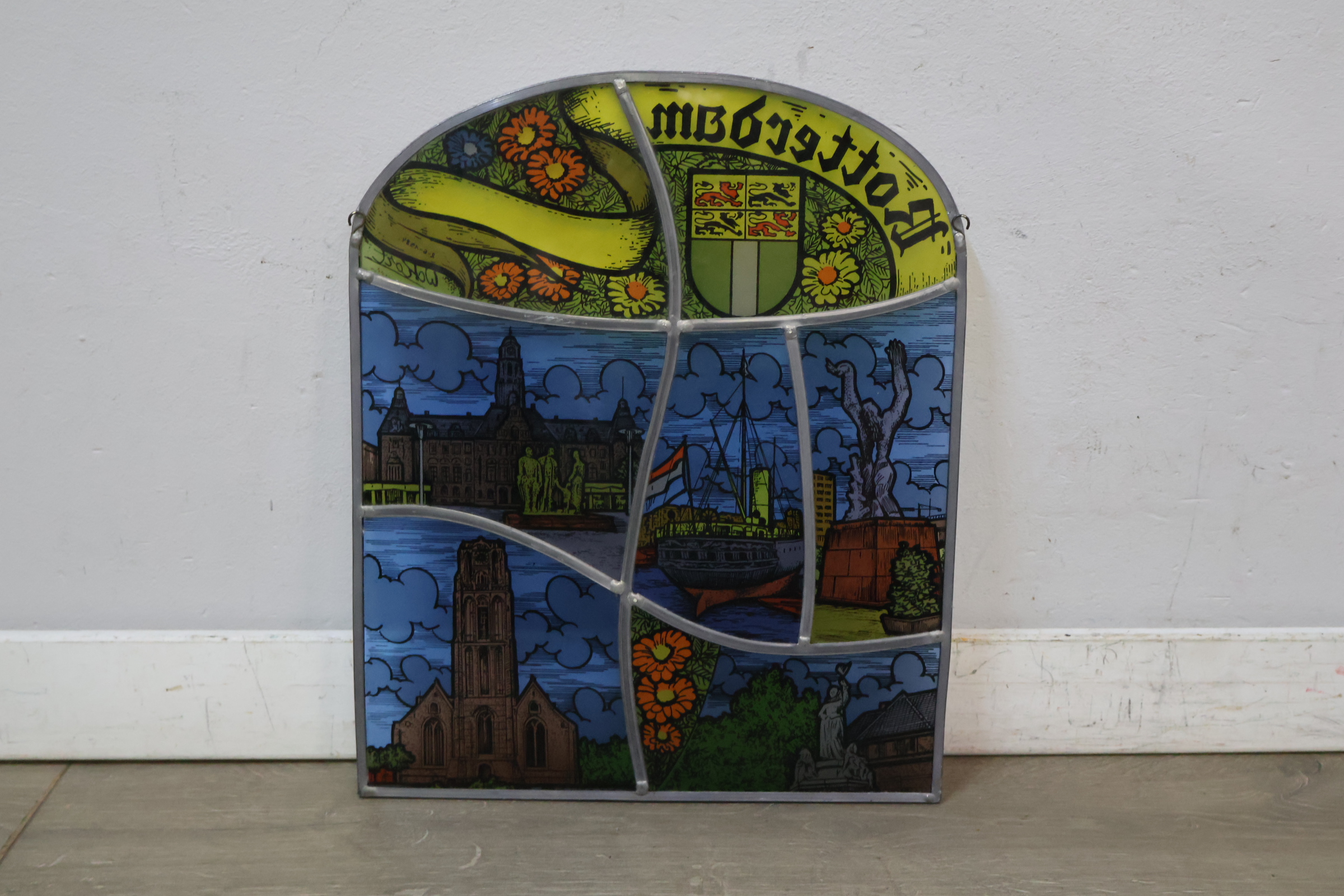 glas in lood raam met Rotterdam thema – foto 11 – kavel bij GSD Auctions, Zoeterwoude