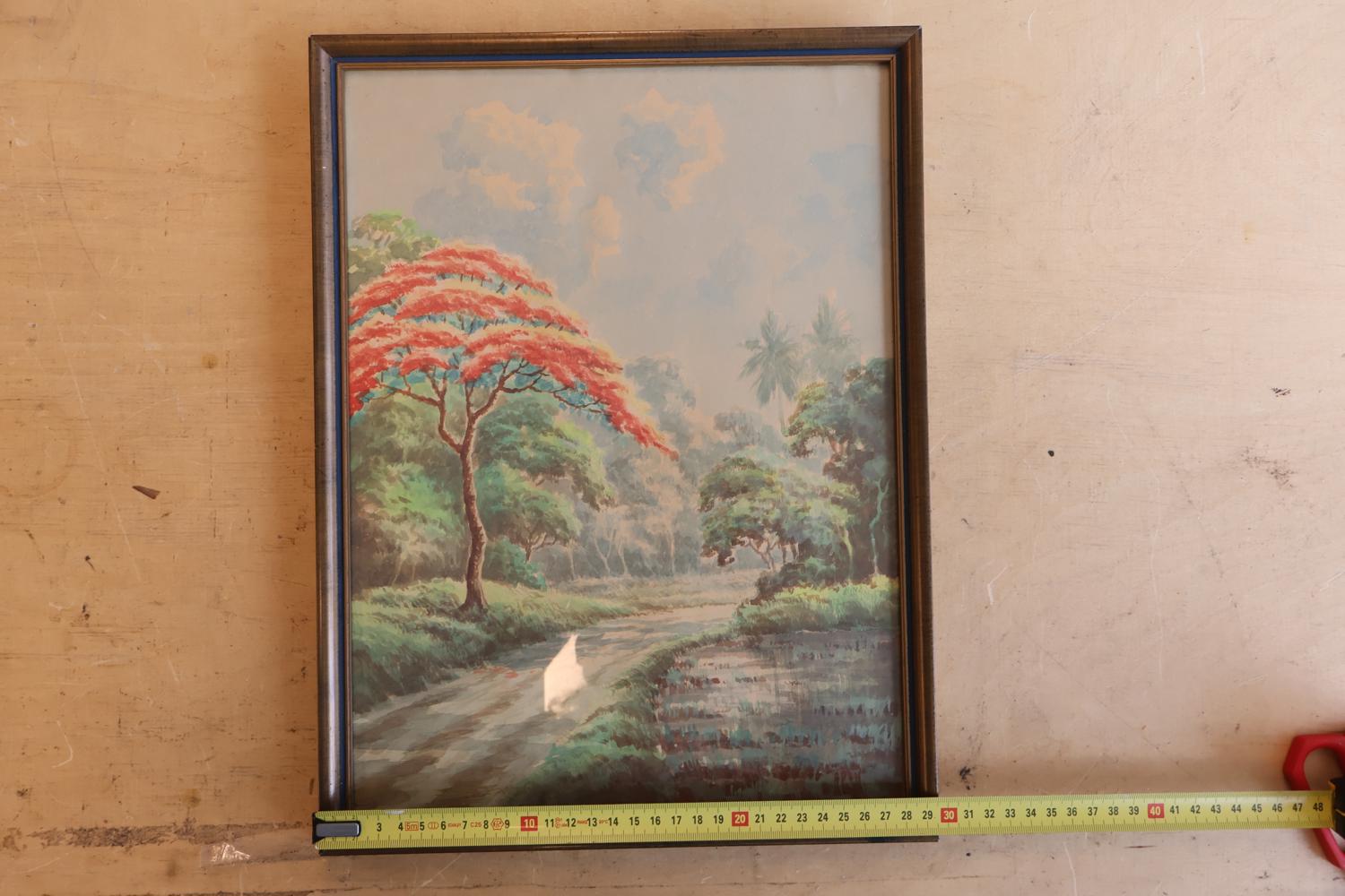 Aquarel van Indonesisch Landschap – foto 5 – kavel bij GSD Auctions, Zoeterwoude