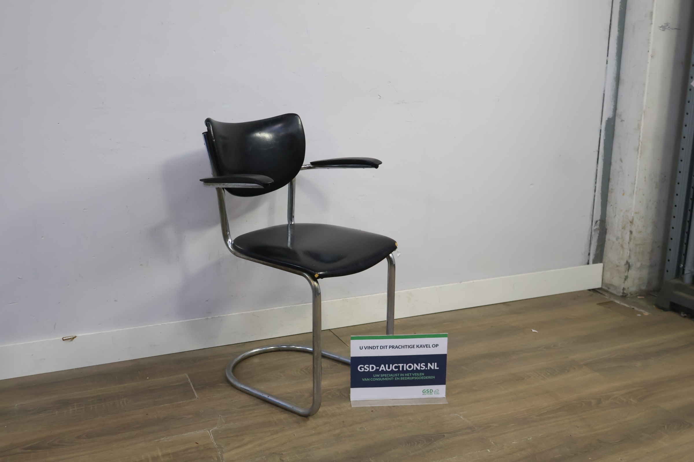 Vintage 'De Wit 3011' Buisframe Stoel met Skai - Jaren '50 – foto 2 – kavel bij GSD Auctions, Zoeterwoude