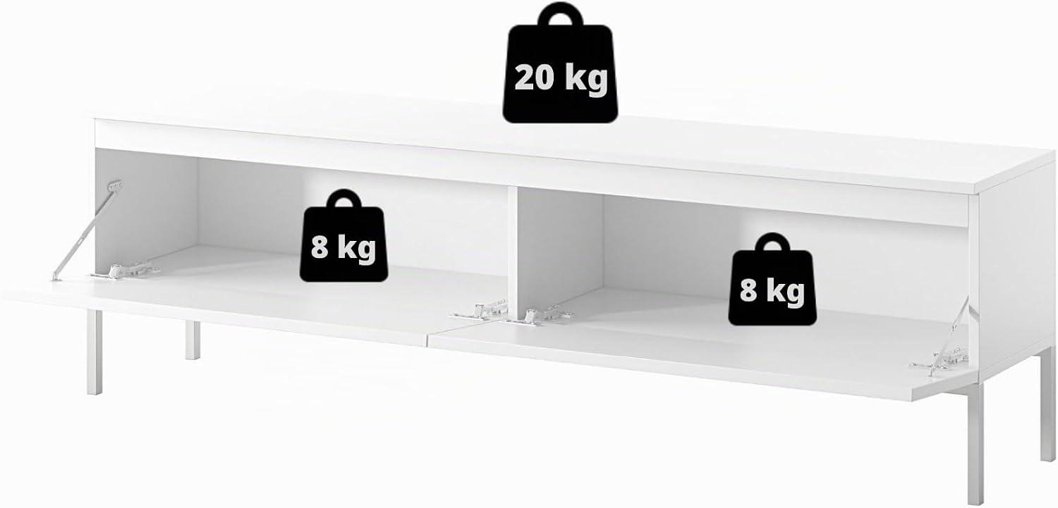 Selsey TV Meubel 150 cm in Wit met zwarte metalen poten – foto 6 – kavel bij GSD Auctions, Zoeterwoude