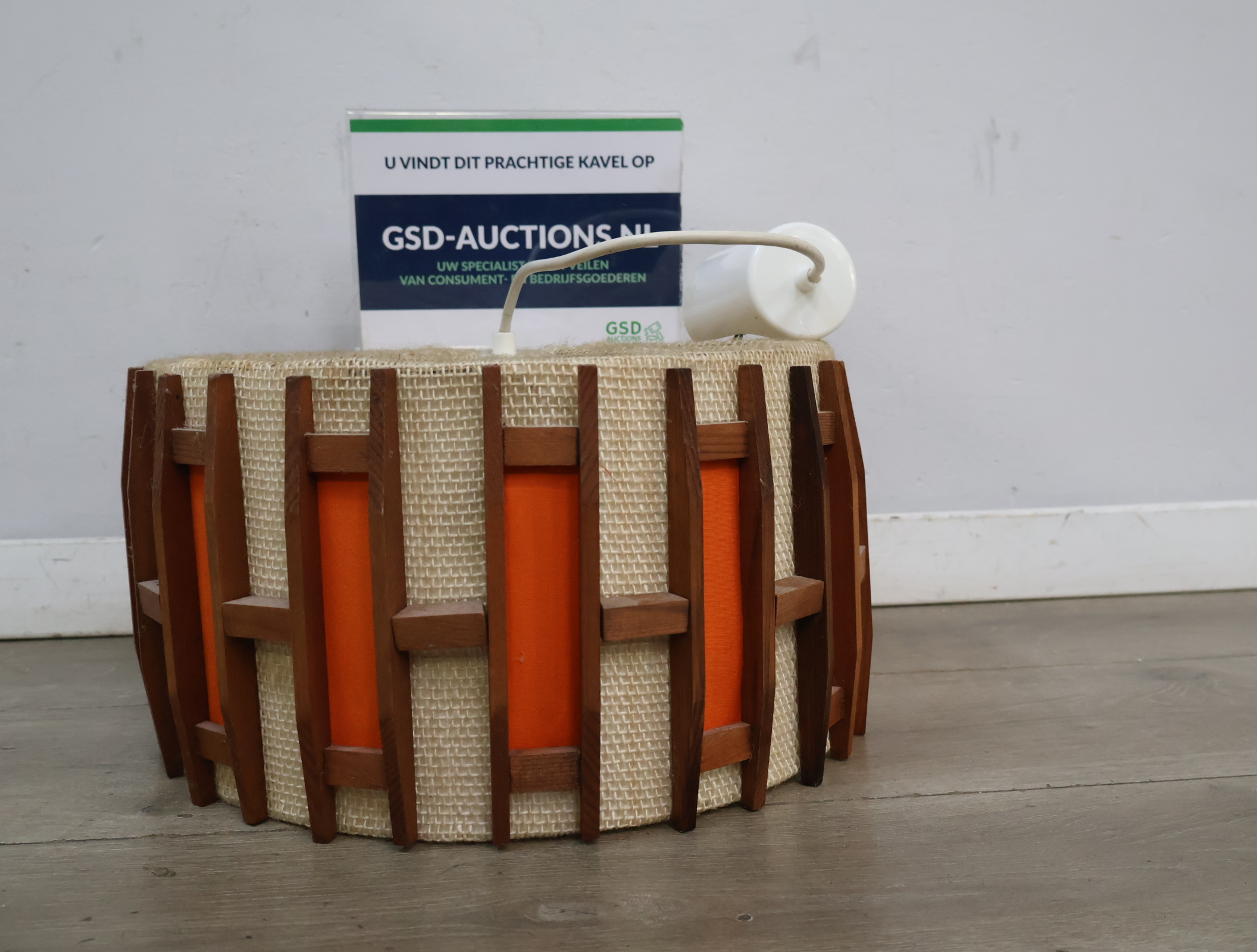 Vintage Scandinavische hanglamp - jute teak – foto 2 – kavel bij GSD Auctions, Zoeterwoude