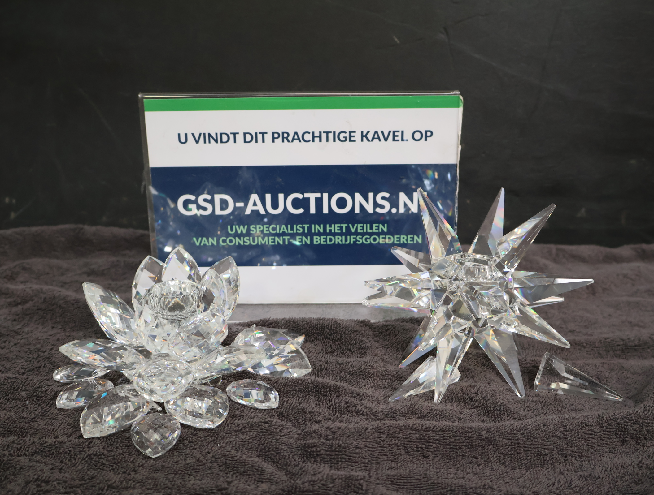 Kristallen kandelaars in bloemvorm en stervorm – foto 2 – kavel bij GSD Auctions, Zoeterwoude