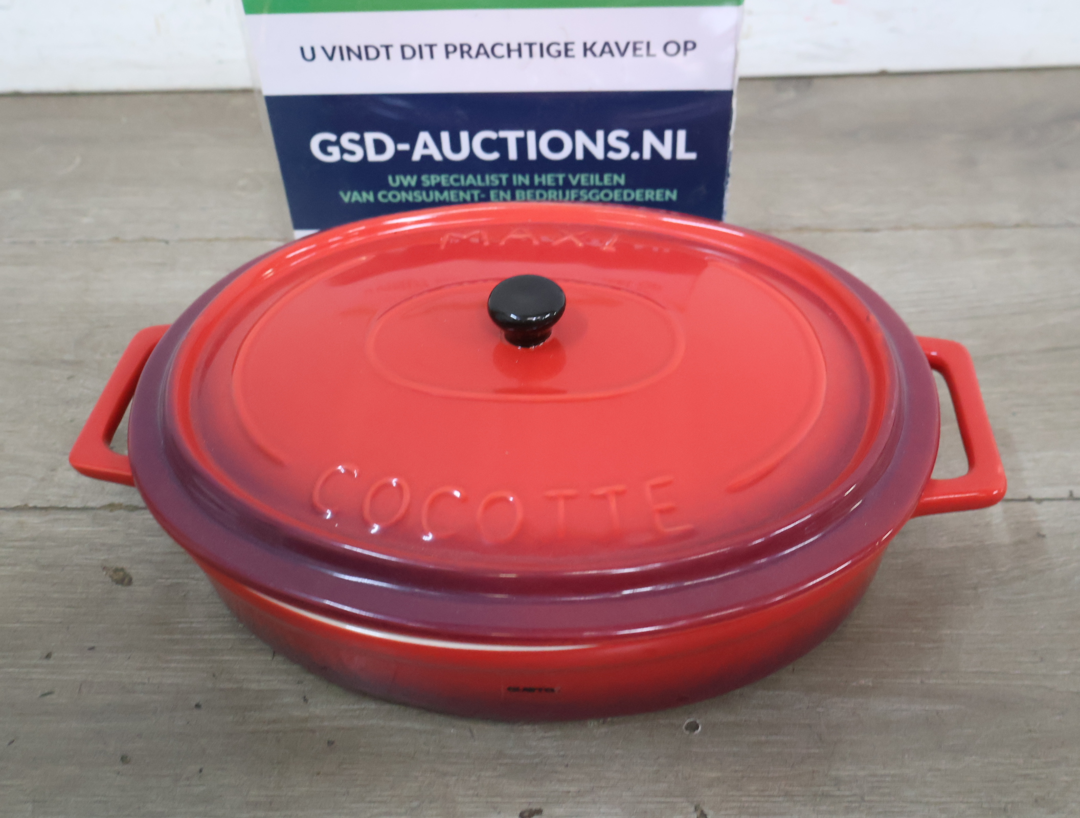 Rode Gusto Cocotte Gietijzeren Pan – foto 2 – kavel bij GSD Auctions, Zoeterwoude