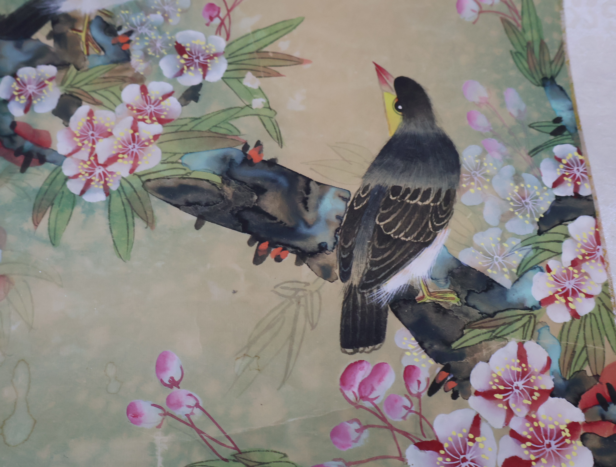 Set van twee traditionele Aziatische decoratieve wandrollen met vogelmotief – foto 9 – kavel bij GSD Auctions, Zoeterwoude
