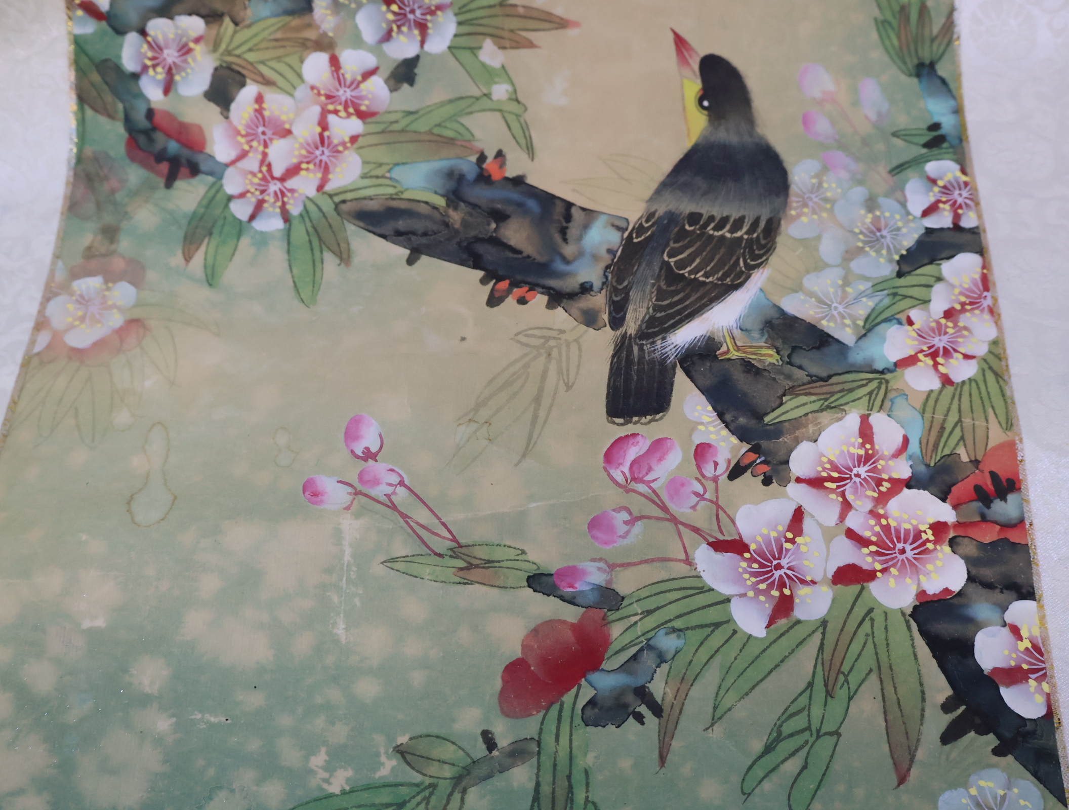 Set van twee traditionele Aziatische decoratieve wandrollen met vogelmotief – foto 10 – kavel bij GSD Auctions, Zoeterwoude