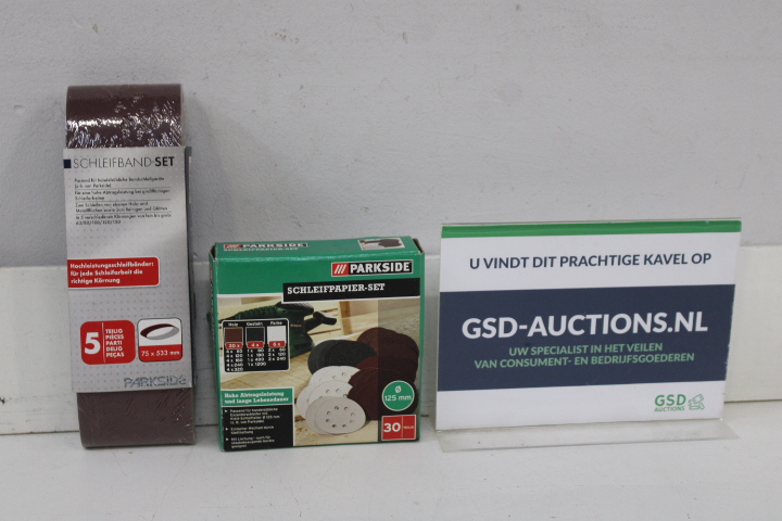 Parkside schuurbandset en schuurpapier set – foto 2 – kavel bij GSD Auctions, Zoeterwoude