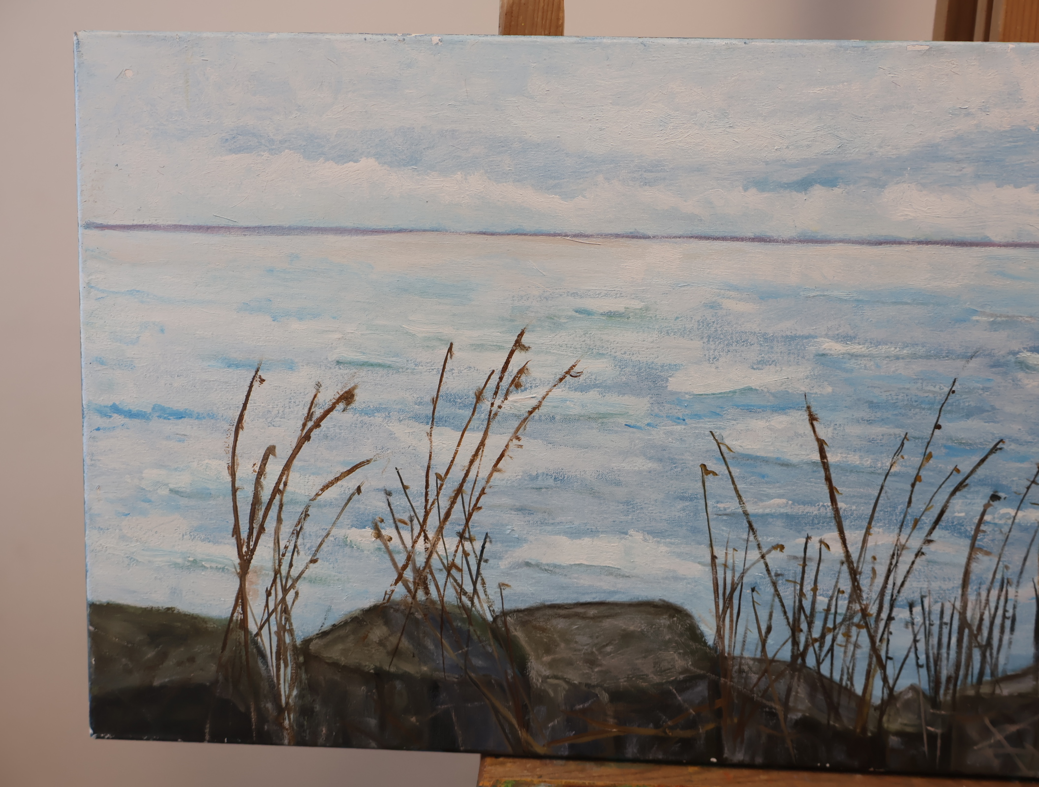 Schilderij zeegezicht met rotsen en vegetatie – foto 2 – kavel bij GSD Auctions, Zoeterwoude
