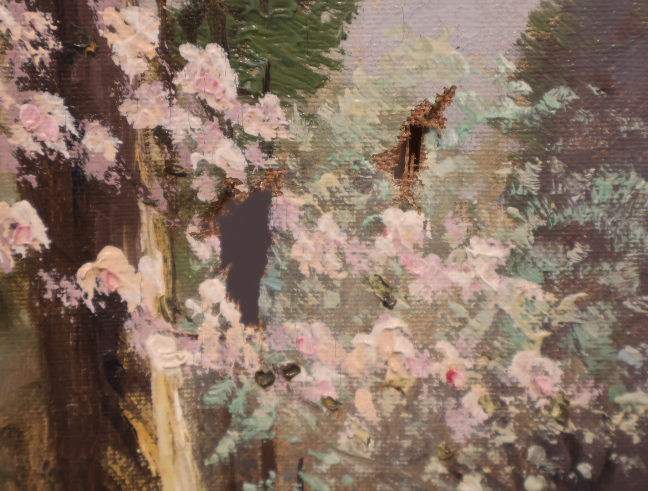 Olieverfschilderij met lentelandschap en sloot – foto 5 – kavel bij GSD Auctions, Zoeterwoude