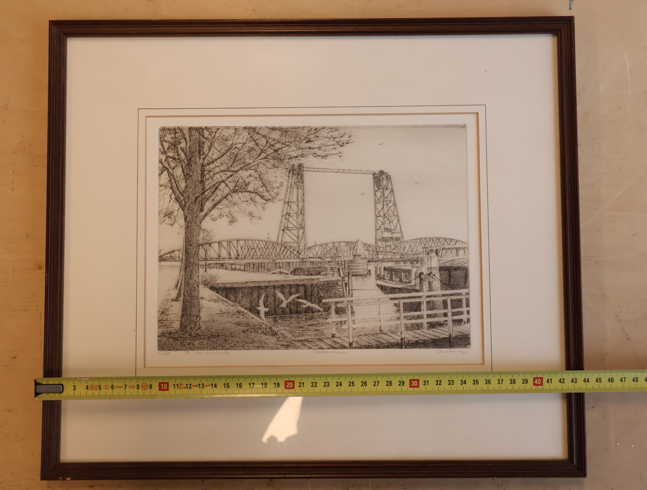 Ingelijste ets van Hefbrug Rotterdam – foto 6 – kavel bij GSD Auctions, Zoeterwoude
