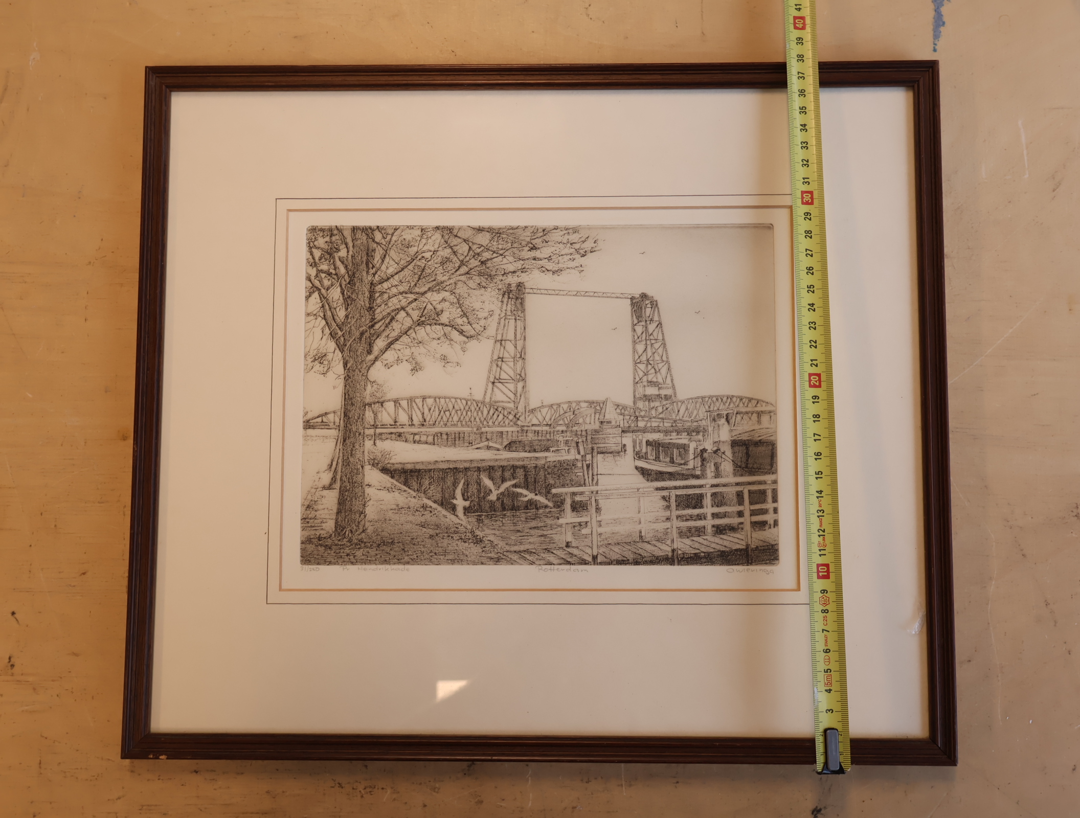 Ingelijste ets van Hefbrug Rotterdam – foto 7 – kavel bij GSD Auctions, Zoeterwoude