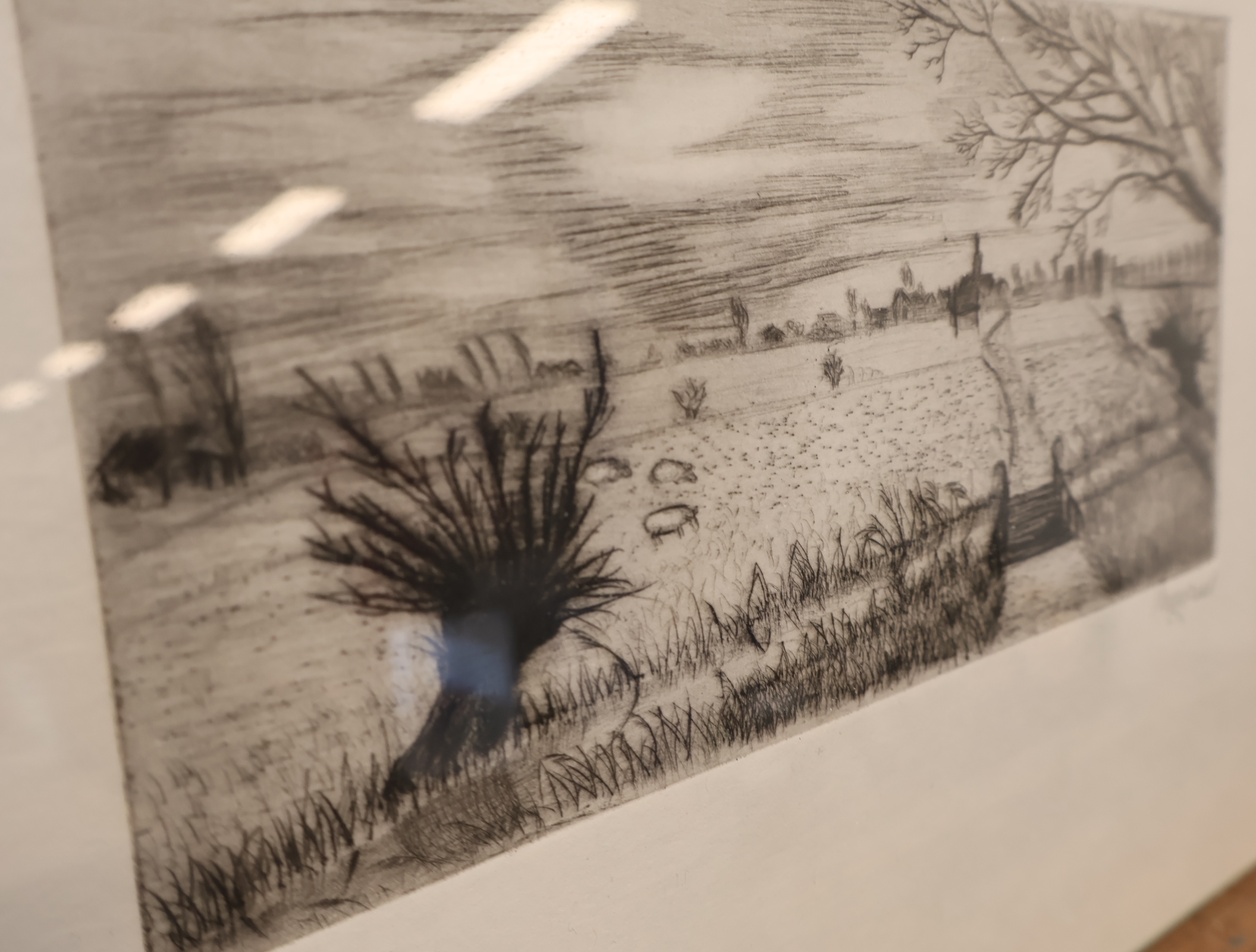 Landschap tekening met signatuur – foto 3 – kavel bij GSD Auctions, Zoeterwoude