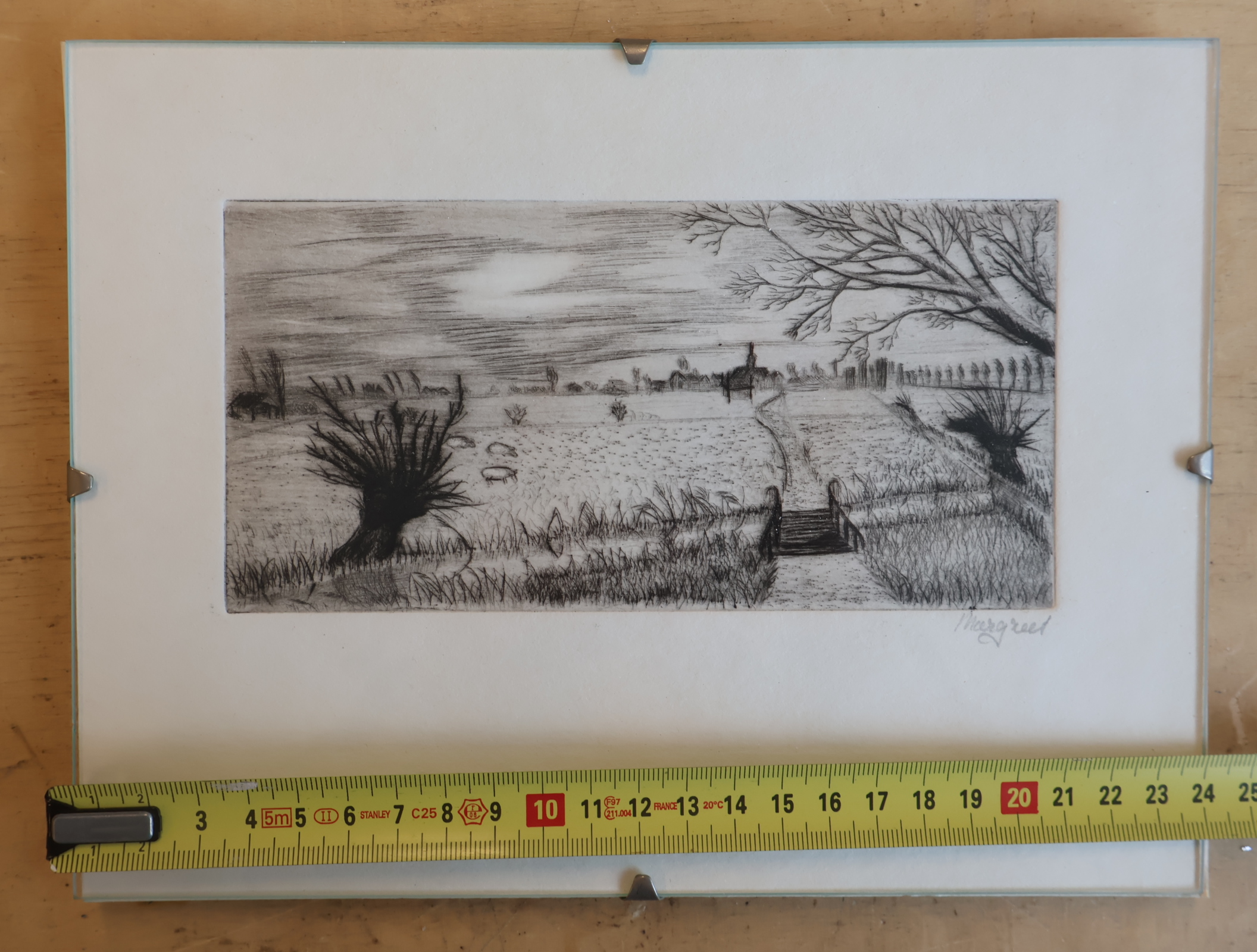 Landschap tekening met signatuur – foto 5 – kavel bij GSD Auctions, Zoeterwoude